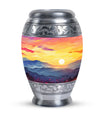 Customizable Monar_Urn Aluminium Mountains Urn for ashes, suitable for men and women, large capacity of 200 cubic inches, included velvet pouch and care instructions.