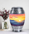 Customizable Monar_Urn Aluminium Mountains Urn for ashes, suitable for men and women, large capacity of 200 cubic inches, included velvet pouch and care instructions.