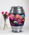 Monar_Urn, Mountains Mini Urn for Human Ashes, Large and Personalized Metal Urn made of Aluminium, includes a velvet pouch