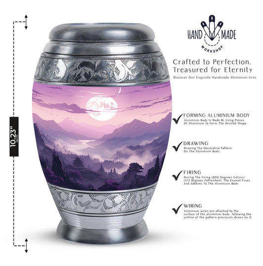 Large Mountains urn for safely keeping adult human ashes, suitable for both male and female