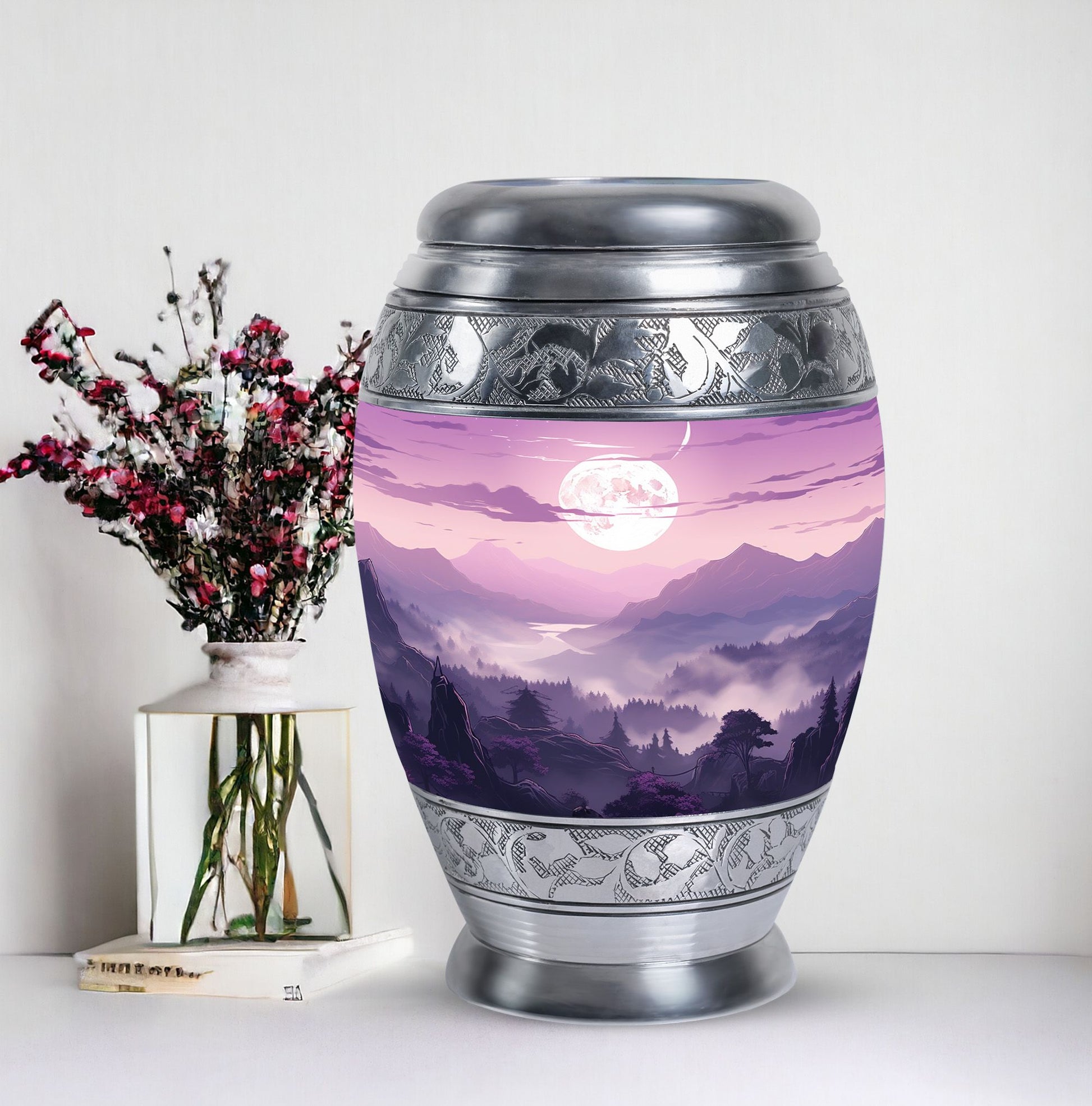 Large Mountains urn for safely keeping adult human ashes, suitable for both male and female