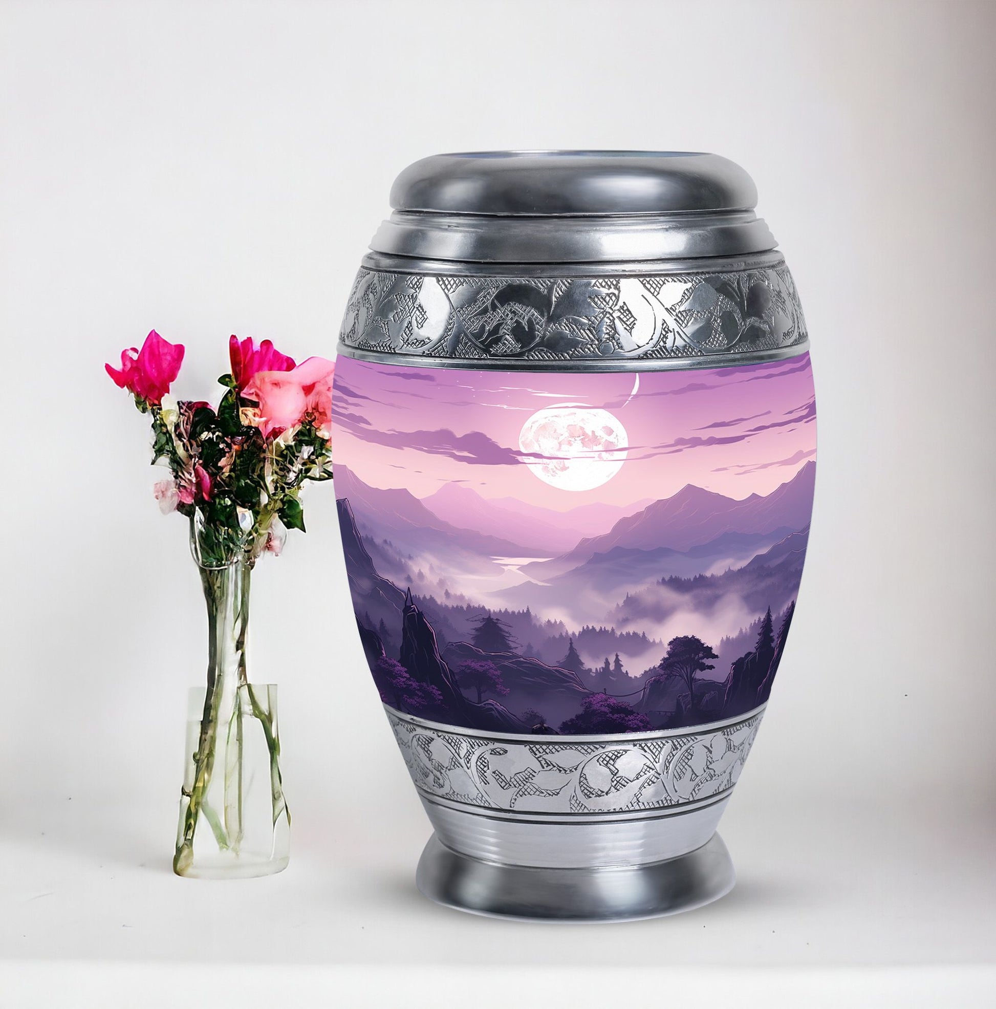 Large Mountains urn for safely keeping adult human ashes, suitable for both male and female