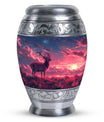 Crimson Twilight Vigil - Deer Urn Memorial, Funeral Cremation Urn