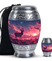 Crimson Twilight Vigil - Deer Urn Memorial, Funeral Cremation Urn