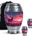 Crimson Twilight Vigil - Deer Urn Memorial, Funeral Cremation Urn