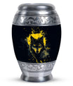 Electric Lupine - Wolf Urn Memorial, Funeral Cremation Urn For Ashes