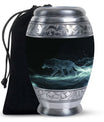 Celestial Wraith Wolf - Wolf Urn Large Memorial, Funeral Urn For Ashes