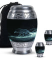 Celestial Wraith Wolf - Wolf Urn Large Memorial, Funeral Urn For Ashes