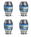 Snowflakes Small Urn Large Memorial, Funeral Urn For Ashes
