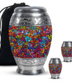 Flowers Theme Large Urn With 2 Keepsake Urn