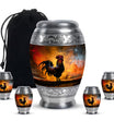 Chicken Theme Large Urn With 4 Keepsake Urn