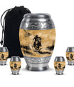 Cowboy Theme Large Urn With 4 Keepsake Urn