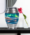 Aurora Borealis Theme Large Urn With 1 Keepsake Urn