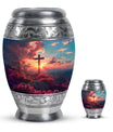 Cross Theme Large Urn With 1 Keepsake Urn