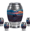 Motorcycle Theme Large Urn With 4 Keepsake Urn