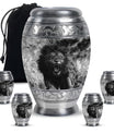 Lion Theme Large Urn With 4 Keepsake Urn