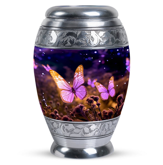 Pink Butterfly On Meadow Urns For Human Ashes Size 10inch