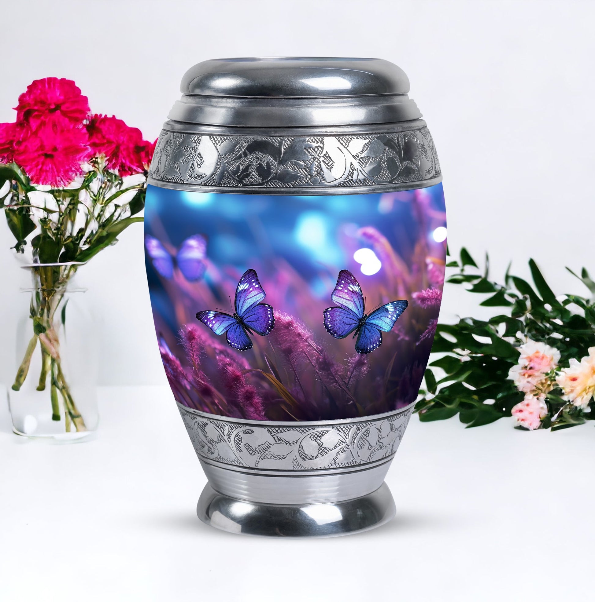 Butterfly On Purple Meadow Urns For Ashes For Adults Size 10inch