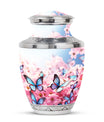 Decorative Blue Butterfly Urn, designed as a tasteful funeral ashes container