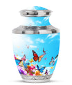 Blue Butterflies Urn symbolizing peace and tranquility, ideal for ashes of an adult female and perfect as a funeral urn for mom