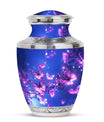 Blue butterfly urn in pink, large cremation burial urn for adult ashes, ideal for remembering loved ones