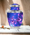 Blue butterfly urn in pink, large cremation burial urn for adult ashes, ideal for remembering loved ones