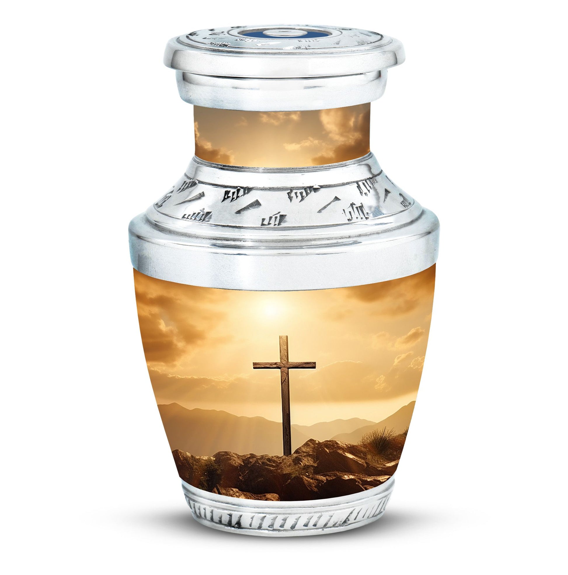 Christ Cross Urns for Ashes in aluminium.