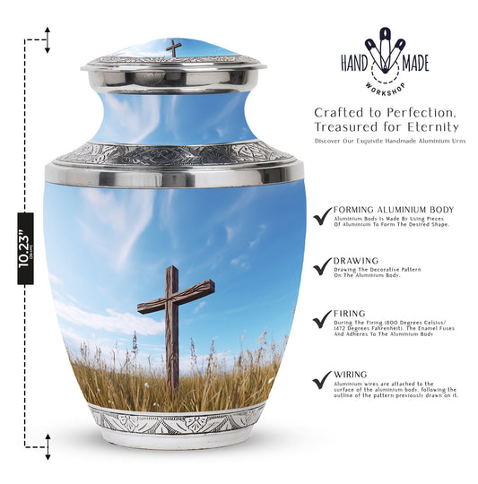 Classic 3-inch Jesus Christ Cross cremation urn.