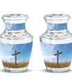 Classic 3-inch Jesus Christ Cross cremation urn.