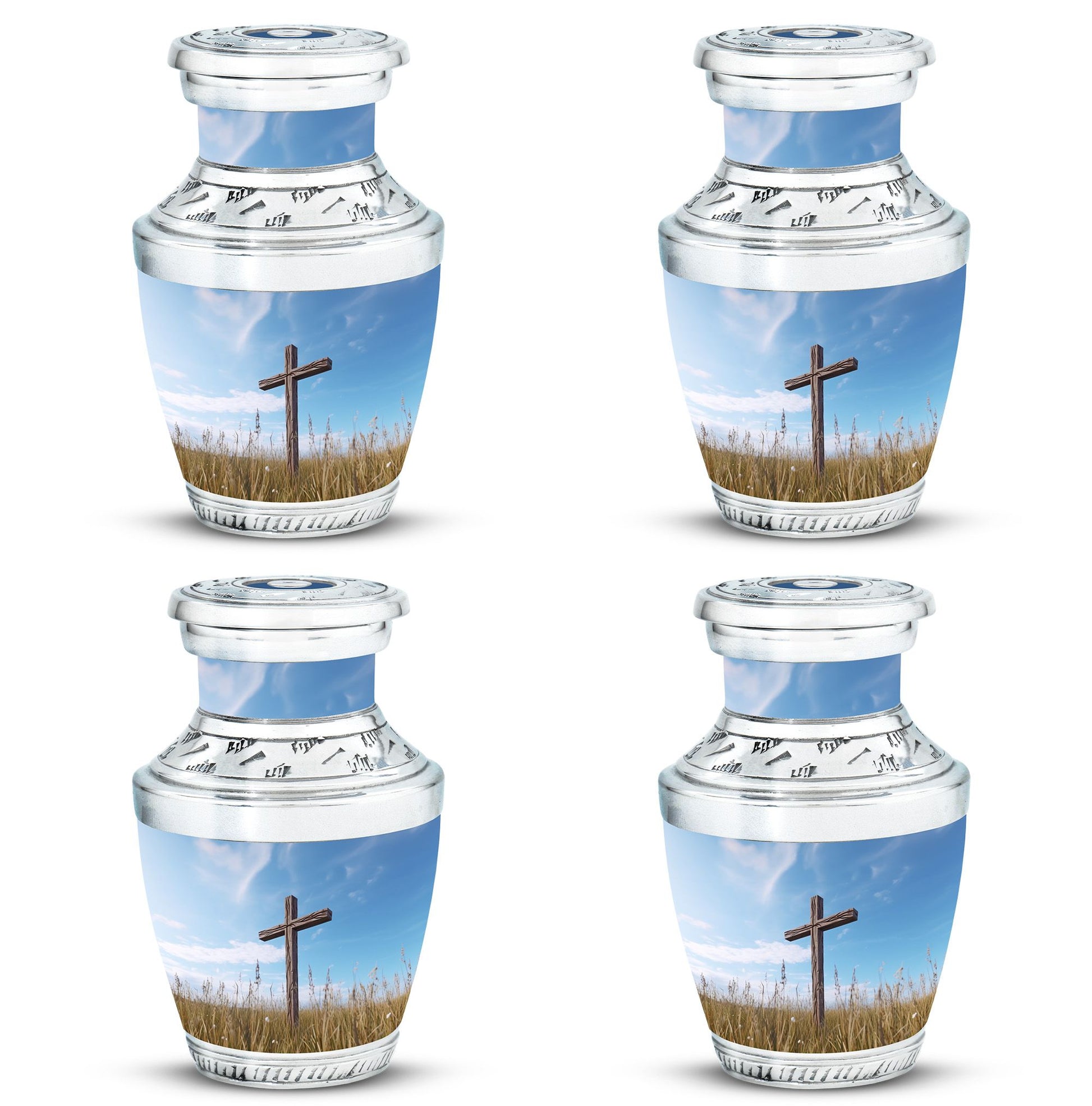 Classic 3-inch Jesus Christ Cross cremation urn.