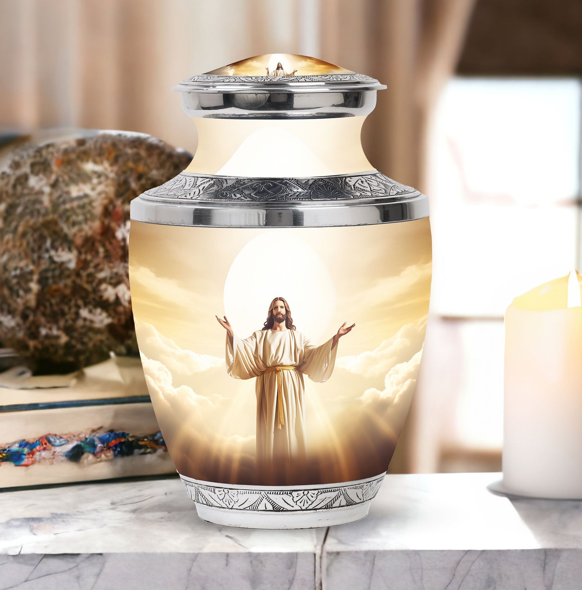 Large Classic Jesus Cross Memorial Urn.