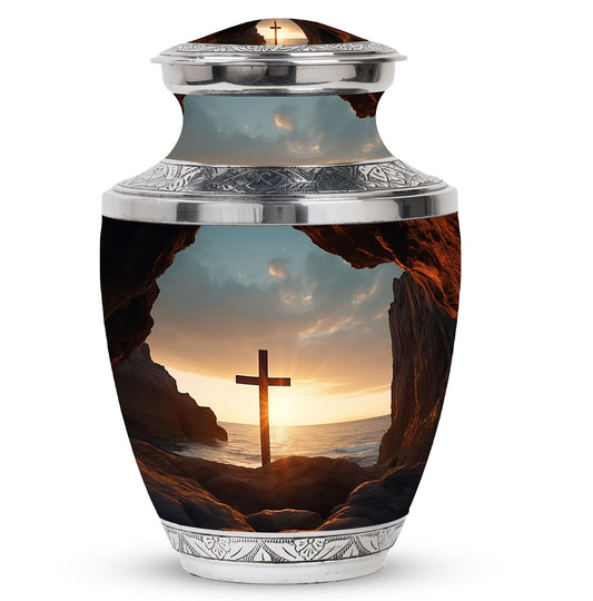 Large Ocean Jesus Cross Urn for Human Ashes.