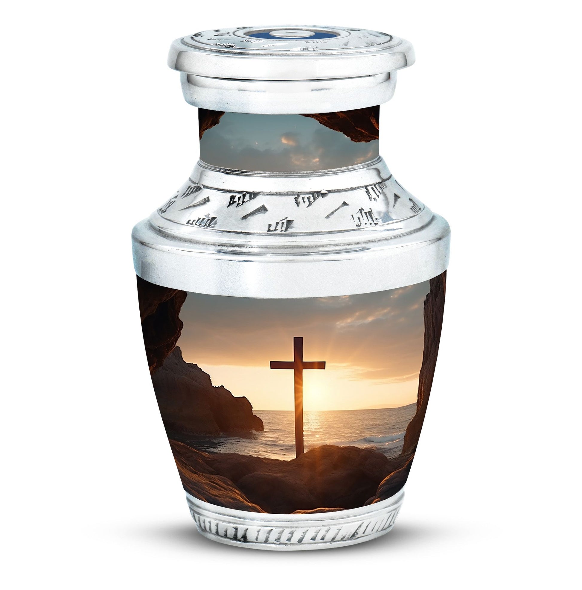 Large Ocean Jesus Cross Urn for Human Ashes.