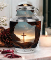 Large Ocean Jesus Cross Urn for Human Ashes.