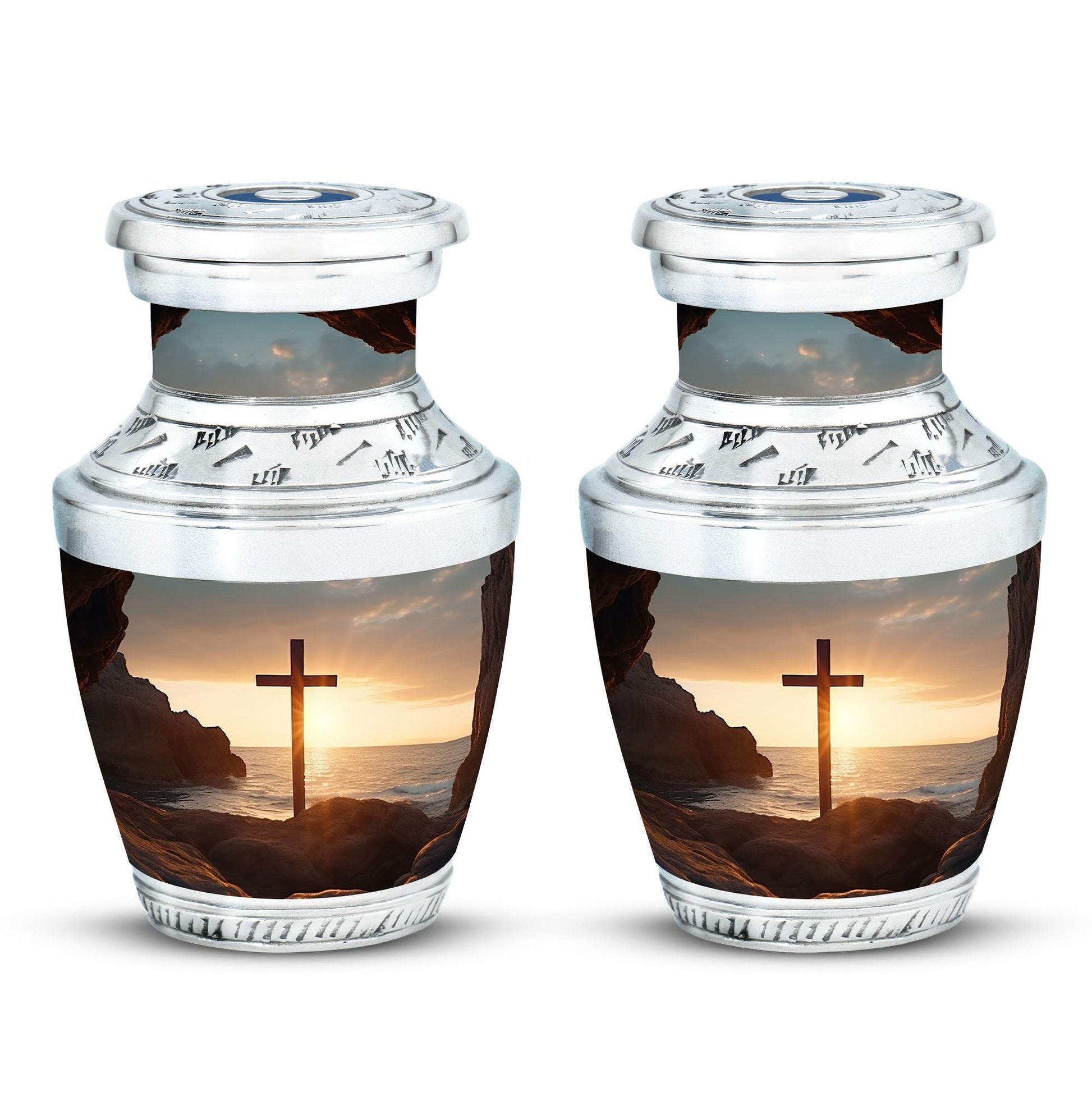 Large Ocean Jesus Cross Urn for Human Ashes.