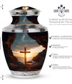 Classic 10-inch Ocean Jesus Cross Cremation Urn.