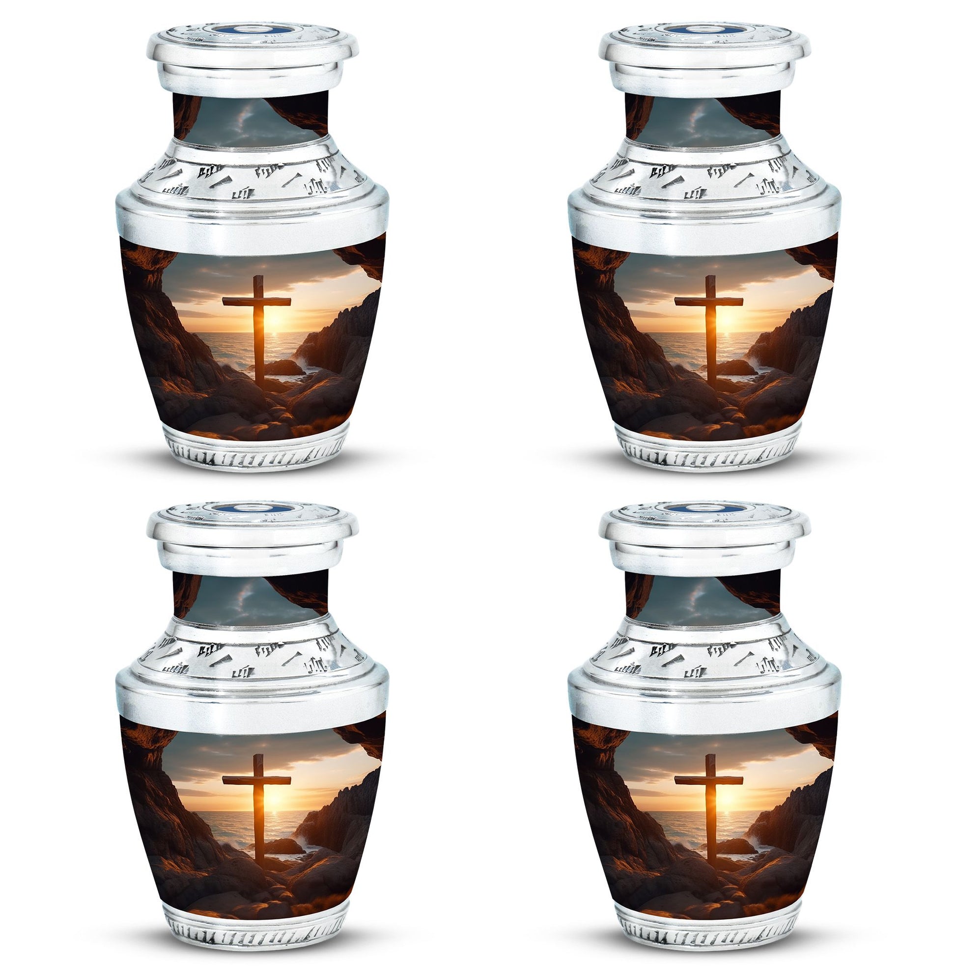 Classic 10-inch Ocean Jesus Cross Cremation Urn.