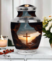 Classic 10-inch Ocean Jesus Cross Cremation Urn.