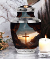 Classic 10-inch Ocean Jesus Cross Cremation Urn.