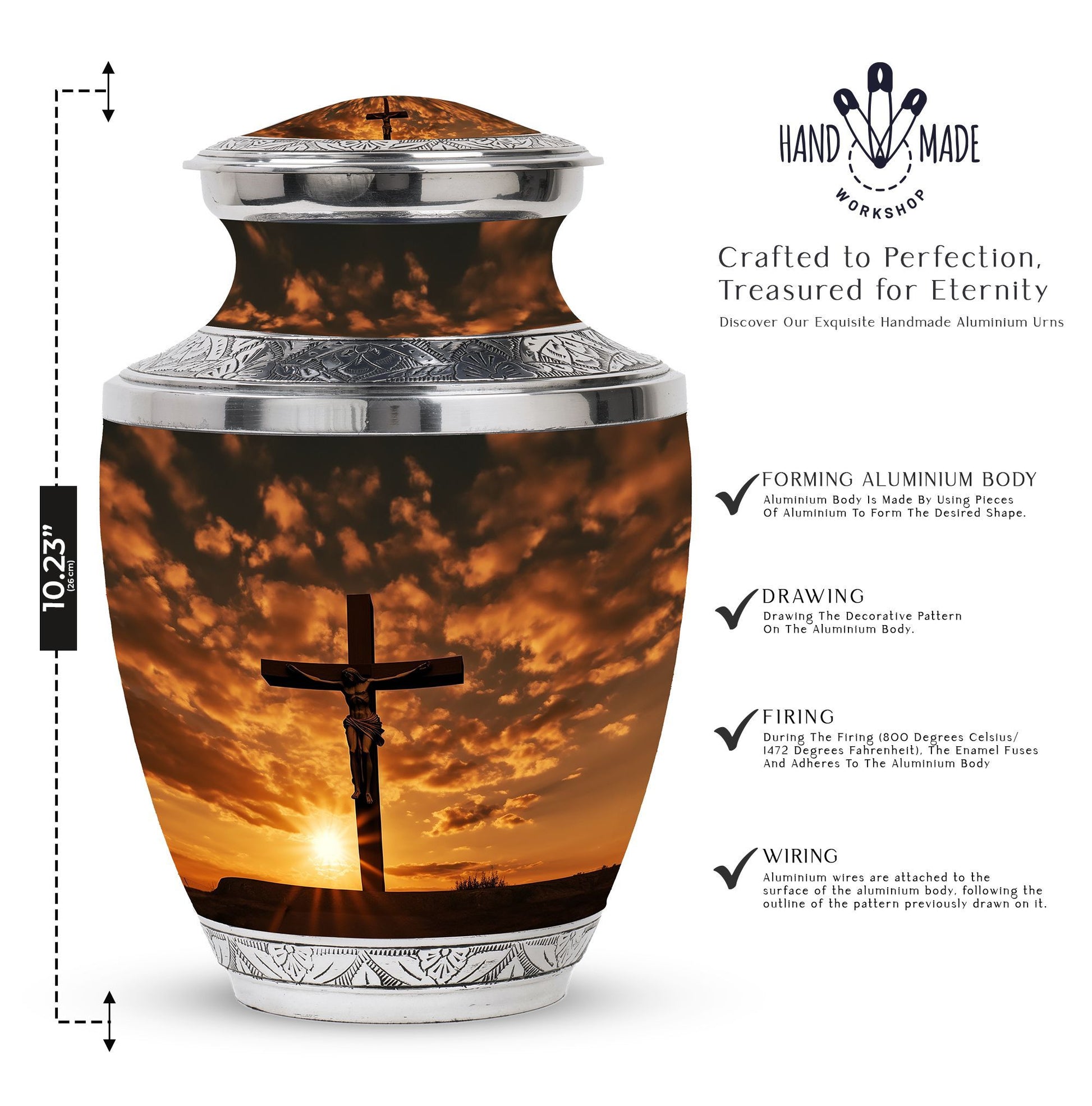 3-inch Jesus Christ cross cremation urn in classic design