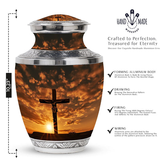 3-inch Jesus Christ cross cremation urn in classic design