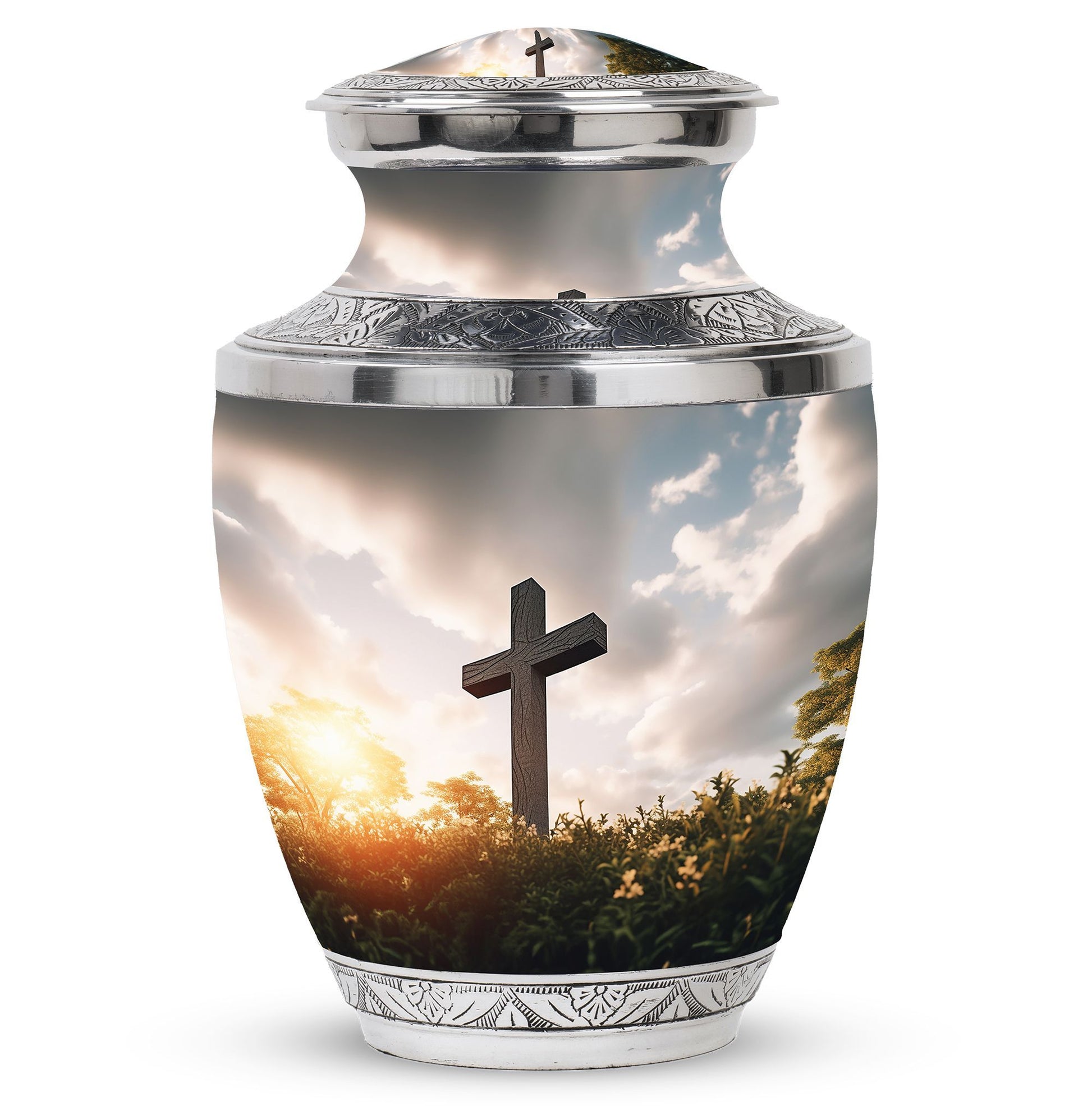 Classic 3-inch Jesus Christ Cross Cremation Urn.