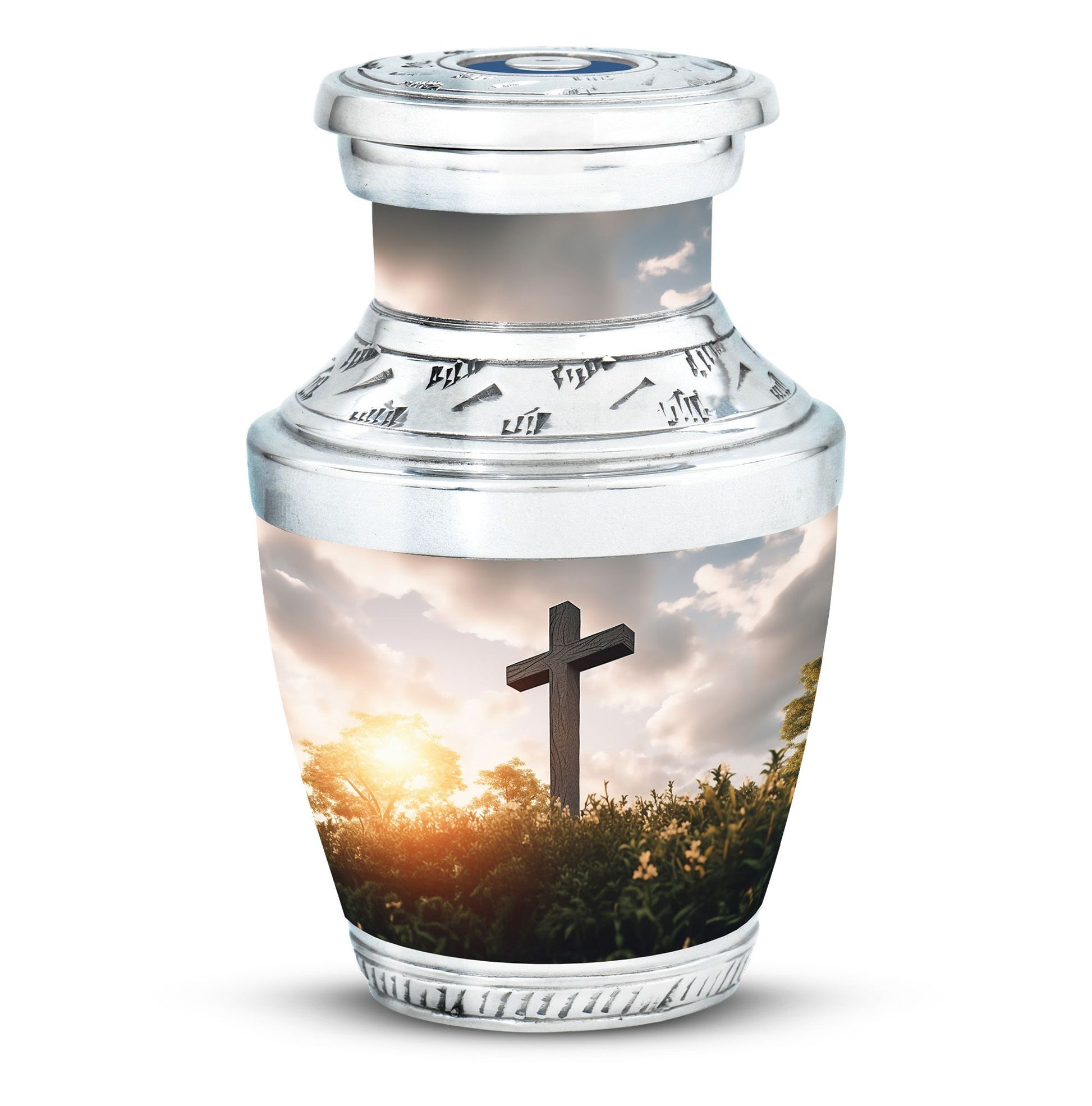 Classic 3-inch Jesus Christ Cross Cremation Urn.