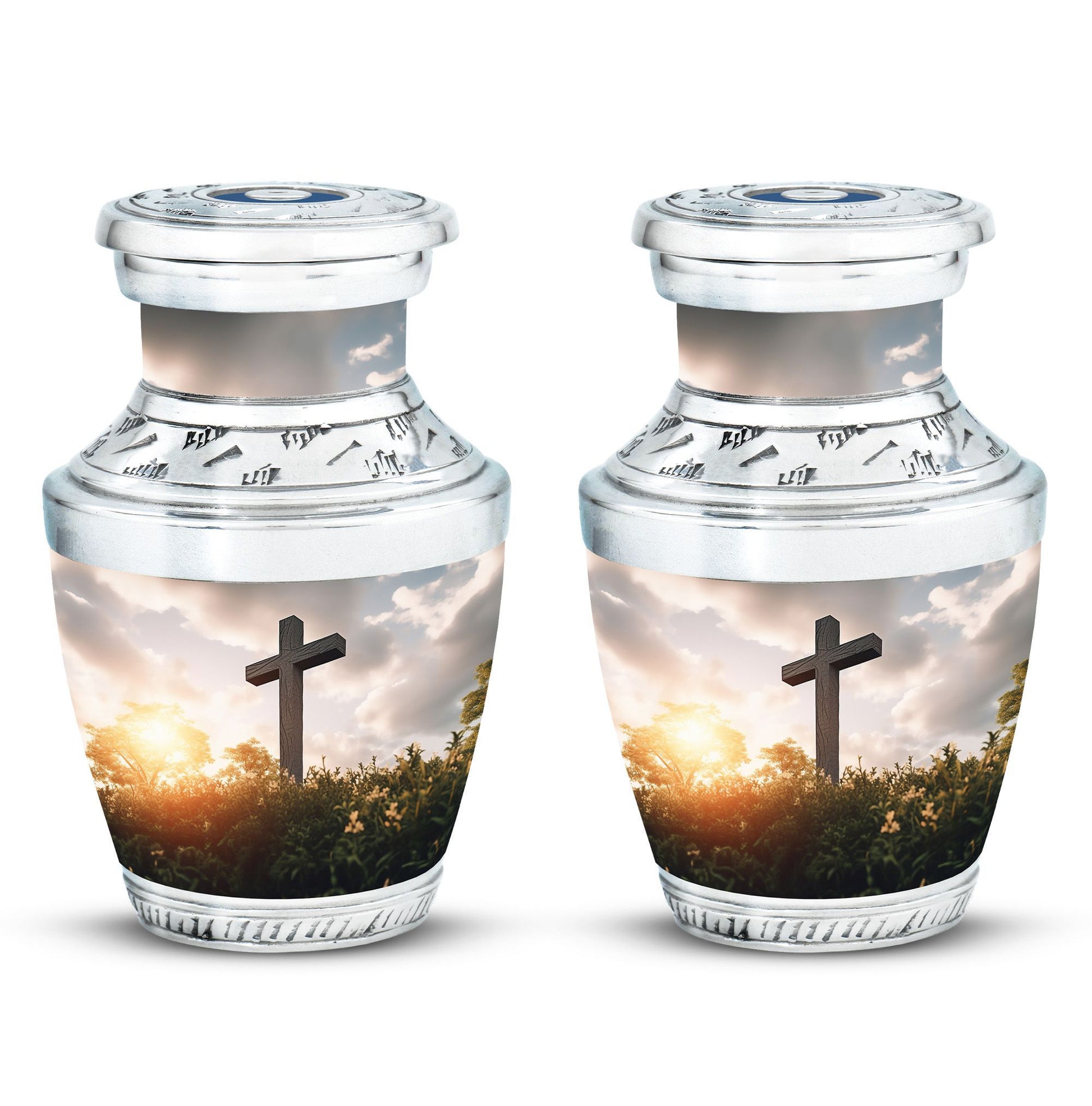 Classic 3-inch Jesus Christ Cross Cremation Urn.