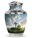 Jesus Christ cross Memorial Urn made of aluminium.