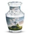 Jesus Christ cross Memorial Urn made of aluminium.