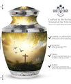 Classic Urn for Ashes, Jesus Christ Cross Design.