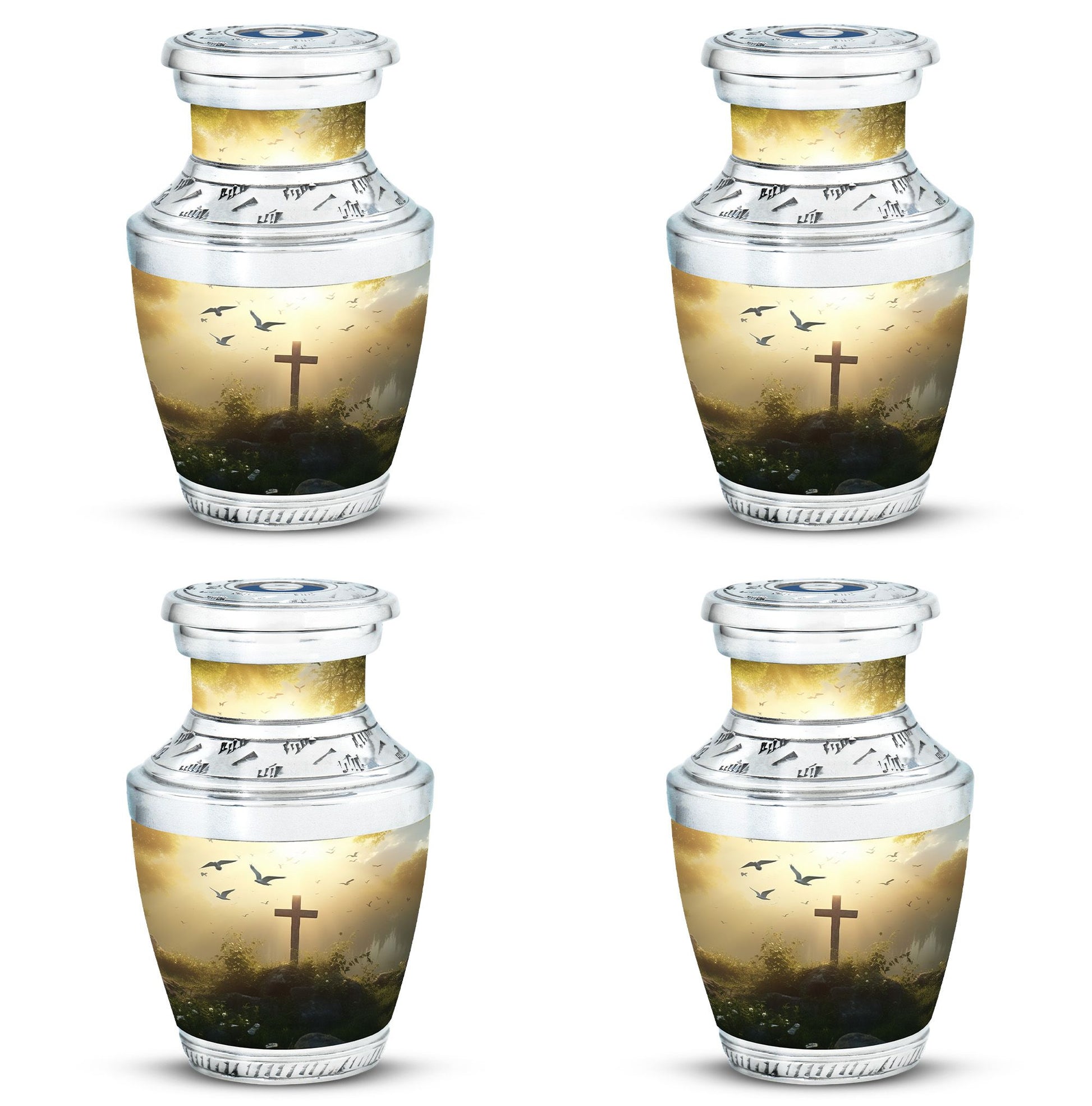 Classic Urn for Ashes, Jesus Christ Cross Design.