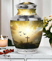 Classic Urn for Ashes, Jesus Christ Cross Design.