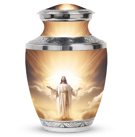 Jesus Christ cross urn in classic design for human Ashes.